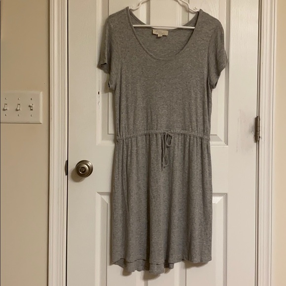 Olive & Oak Gray Short Sleeve Dress Beach Cover Up Hi Lo Hem Rayon Spandex Large - Picture 1 of 8